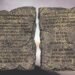 The Ten Commandments represented on Hebrew stone tablets